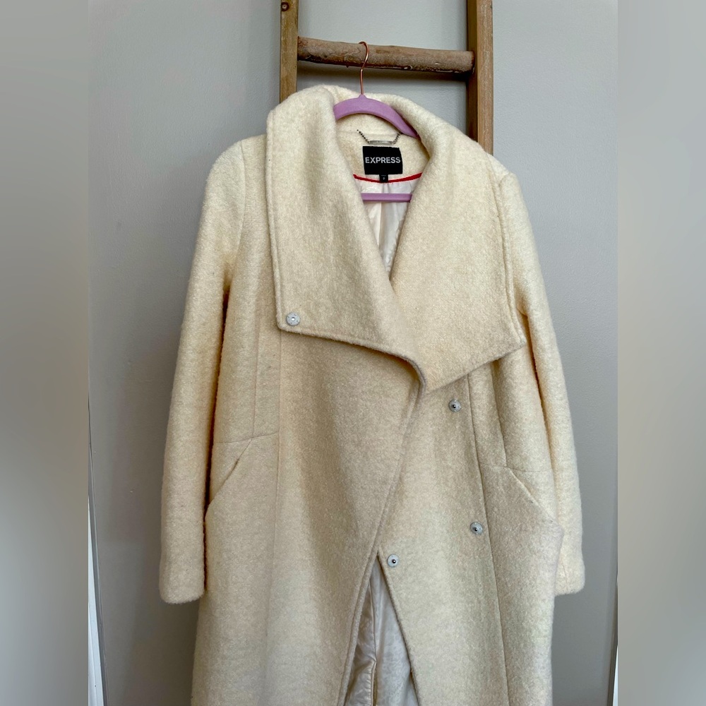 Express Brand Winter White Boucle Long Coat